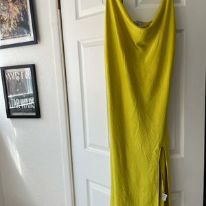 Neon Mustard Slit Dress